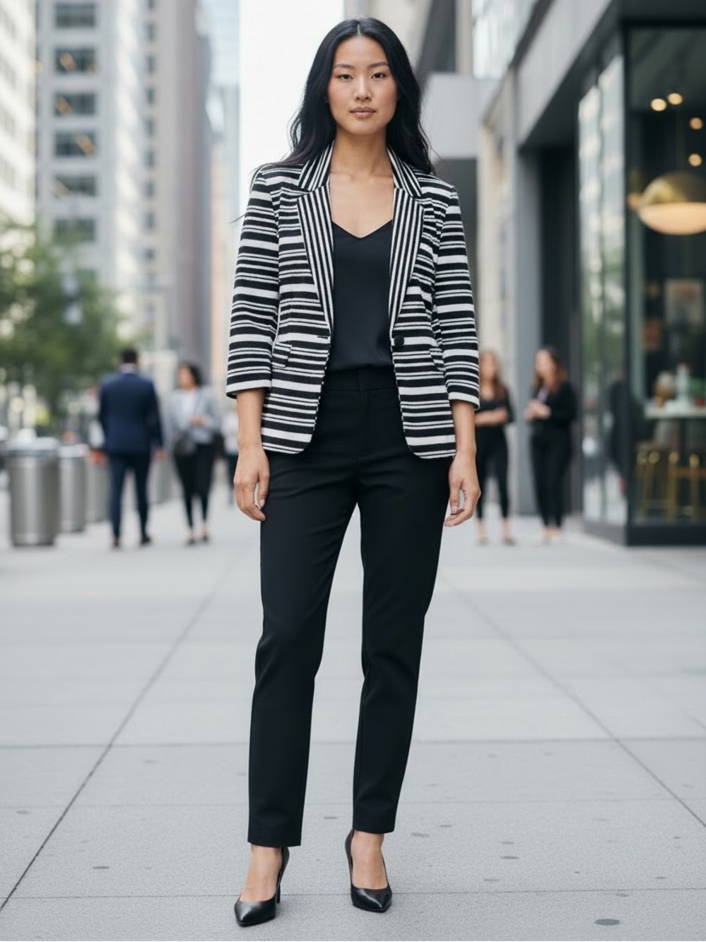 Peck & Peck Knit Striped Blazer with Clear Iridescent Sequins NWOT (DM)